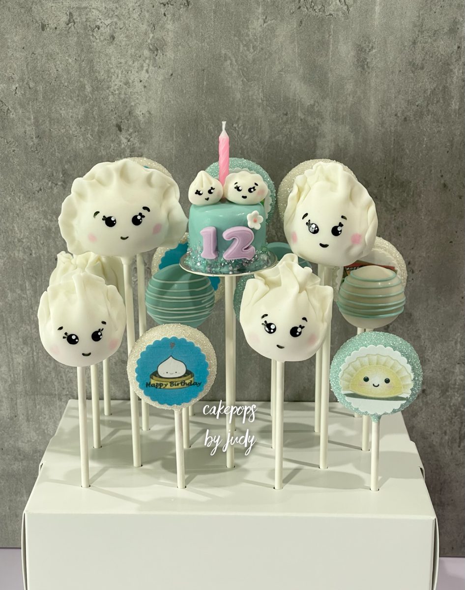 Dim sum dumpling cake pops with cute hand-painted faces