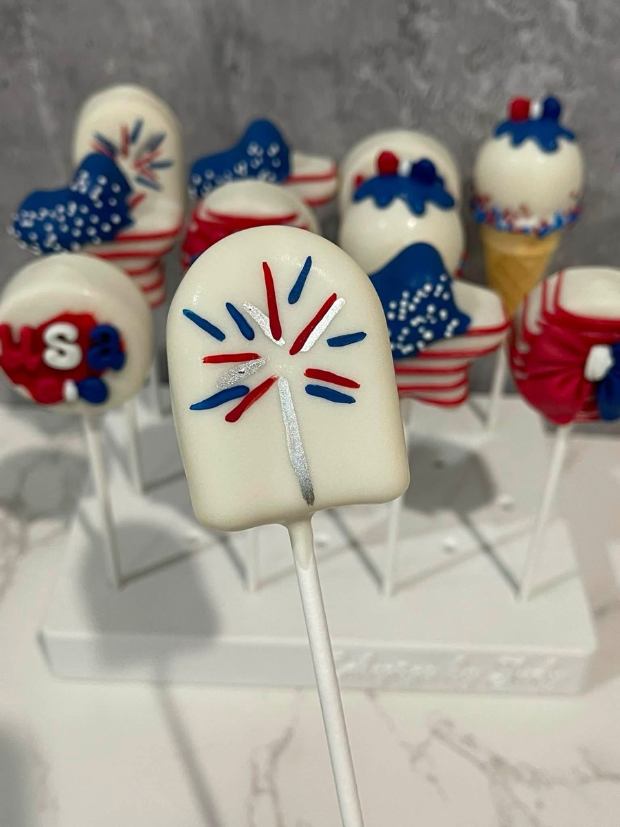 Red, white and blue fireworks and ice-cream-cone cake pops